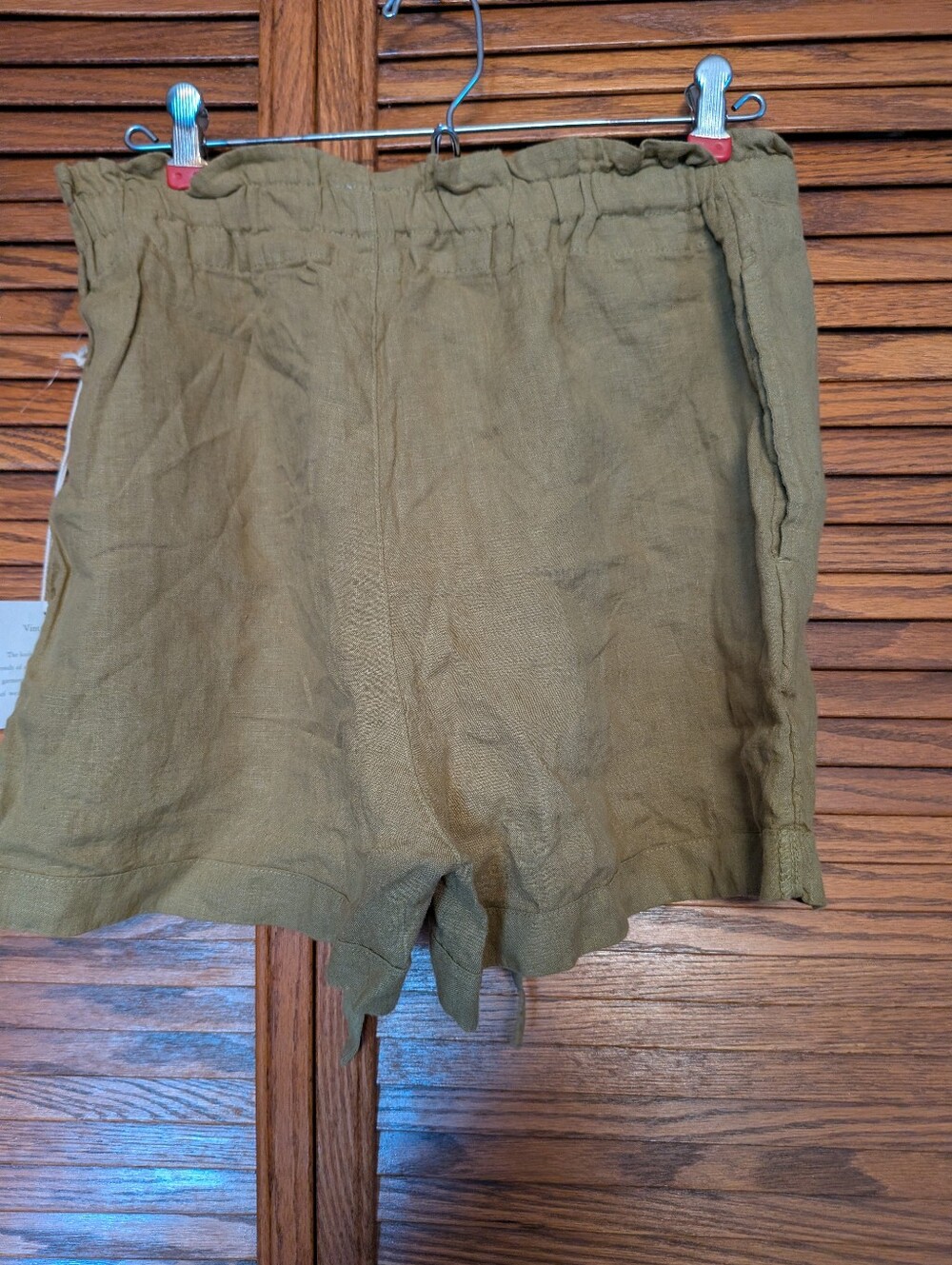 Sigrid Olsen NWT Vintage Look Olive Green Linen Shorts Size Medium - Picture 2 of 5